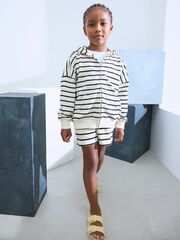 Толстовка с капюшоном на молнии для девочки Next AH6-487, Белый, Черный