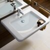 Раковина Geberit Renova Comfort Square, безбарьерная: B=75см, T=55см, Отверстие под смеситель=По центру, Перелив=На виду, Белый