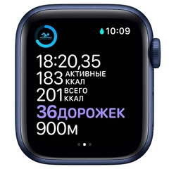 Смарт-часы Apple Watch S6 44mm Blue Aluminum Case with Deep Navy Sport Band (M00J3RU/A)