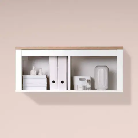 САГА полка навесная 2 секции, 90.4х41.4х38 см, белый/ясень