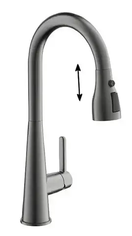 Смеситель для кухни BELZ B74816-3 выдвижной излив, нержавеющая сталь, графит