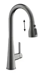 Смеситель для кухни BELZ B74816-3 выдвижной излив, нержавеющая сталь, графит