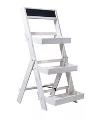 Подставка для цветов напольная 3 полки из массива сосны Флорэль, деревянная этажерка для цветов, разборная, покрытие белый бейц