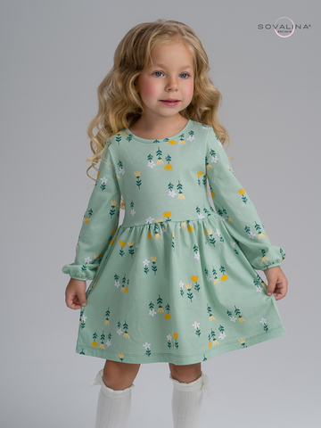 Платье Моана цветики на оливке