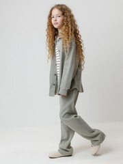 брюки  для девочки  КР 400843/лесной туман к583