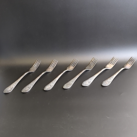 Набор из 6 столовых вилок - мельхиор - МНЦ - СССР