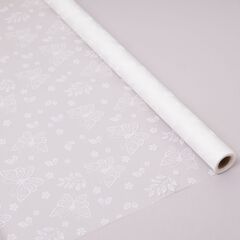 Упаковочная пленка/для цветов, Матовая, Бабочки, Белая, 55 мкм, 0,57*10 м