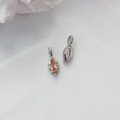 Подвеска Маркиз с персиковым фианитом, 14*5 мм, родий, П408