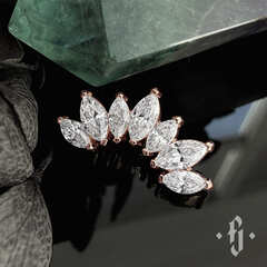 Кластер "Sunshine Marquise" - Розовое золото - White CZ
