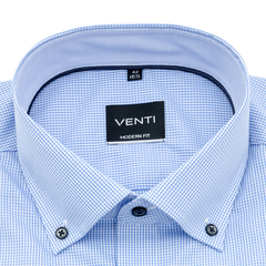 Рубашка  Venti Modern Fit 193275400-100 в клеточку Виши голубая