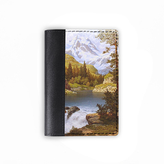 Обложка на паспорт комбинированная "Природа Камчатки", черная