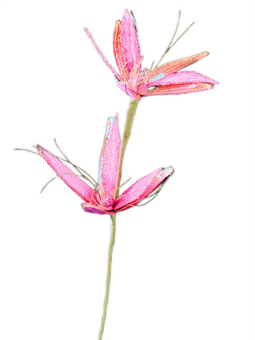 Веточка с цветами полифилла 61см ChristmasDeLuxe розовая