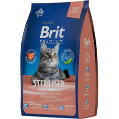 Brit Premium Cat Sterilized Salmon сухой корм для взрослых стерилиз кошек (лосось,курица) 800 гр