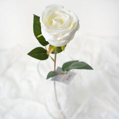 Растение искусственное, Цветок, Роза, Белый, 50 см, 1 шт.