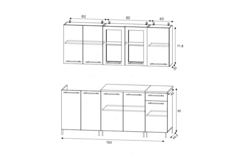 Кухня Рио New 1.8 м дуб крафт светлый / белый