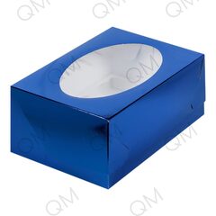 Коробка под капкейки с окошком 235*160*100 мм (6) (синяя), 50шт