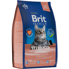 Brit Premium Cat Sterilized Salmon сухой корм для взрослых стерилиз кошек (лосось,курица) 800 гр