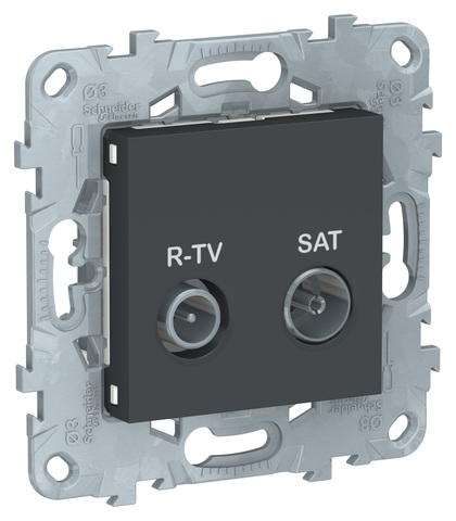 Розетка спутниковая R-TV/SAT, одиночная. Цвет Антрацит. Schneider Electric Unica New. NU545454