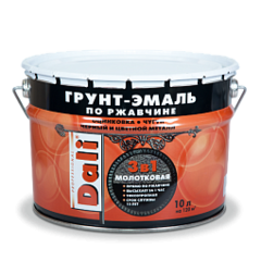 ГРУНТ- ЭМАЛЬ ПО РЖАВЧИНЕ "DALI" 3 В 1 МОЛОТКОВАЯ КОРИЧНЕВАЯ 10 Л (6) "РОГНЕДА"