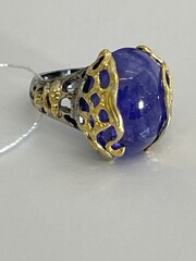 Иветта-танзанит (серебряное кольцо с позолотой)