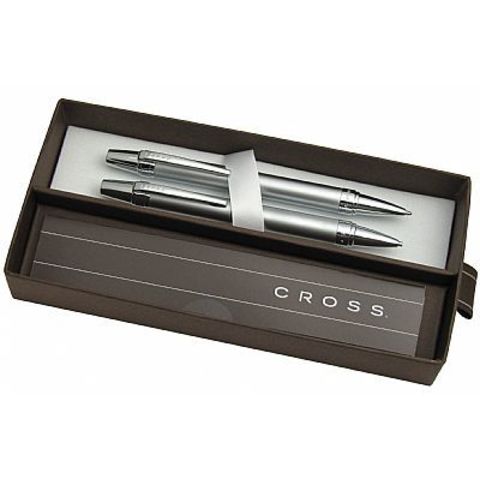 Набор подарочный Cross Nile - Satin Chrome, шариковая ручка + карандаш