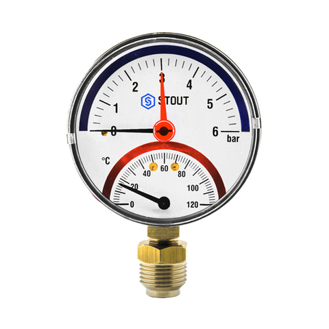 Термоманометр радиальный STOUT - 1/2