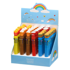 
          Ручка шариковая, автоматическая, 10в1, Basir, серия "ФАСТ-ФУД", 10-ти цветная, с резиновой фигуркой, 36 шт