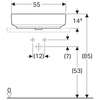 Geberit VariForm Раковина с установкой на столешницу овальной формы, 55х40 см, без отв. под смеситель, без отв. перелива