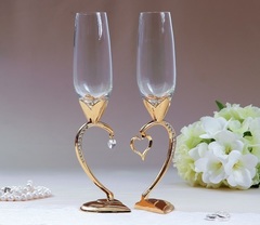 Набор свадебных бокалов «Сердце», 29 см, золото, фото 1