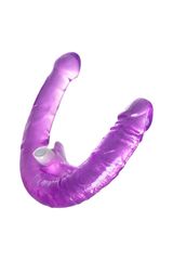 Фиолетовый двухсторонний фаллоимитатор с вибропулей - 35 см. - 