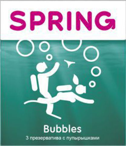 Презервативы SPRING BUBBLES с пупырышками - 3 шт. - SPRING SPRING BUBBLES №3