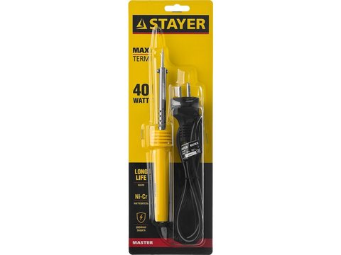 STAYER MAXTerm 40 Вт конус, Электропаяльник с пластиковой рукояткой (55305-40)