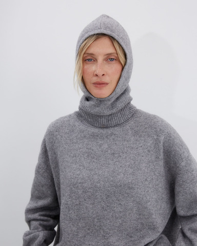 Капор из смесового кашемира светло-серый
