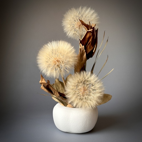 «Волшебные одуванчики» - композиция из стабилизированных цветов и сухоцветов