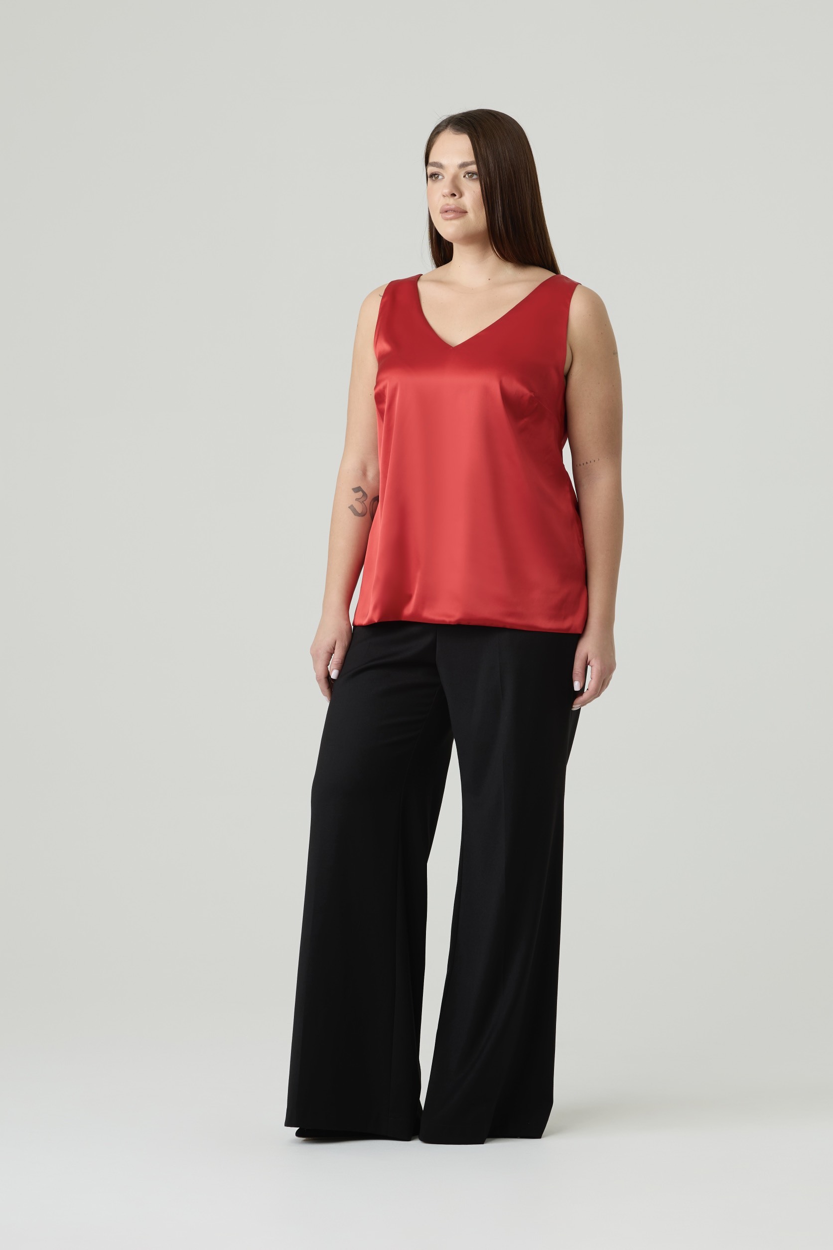 Топ двухслойный на широких бретелях, красный