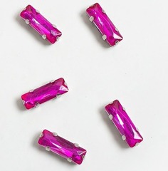 Стразы пришивные стекло в оправе "Цилиндр", р. 15 мм, фуксия