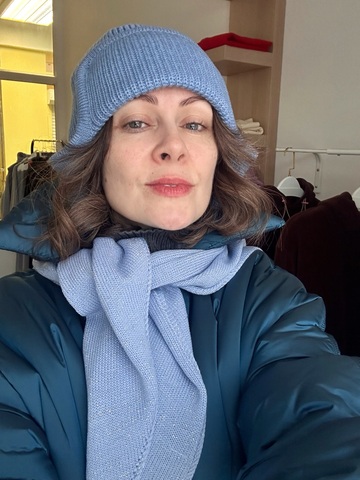 Косынка с люрексом из 100% мериноса голубая