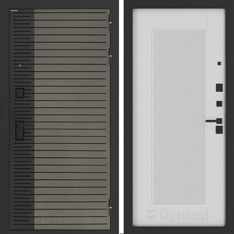 Входная металлическая дверь Бункер BN-15 Веллюто кофе / Амстронд Белый софт рельеф