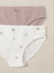 набор трусы/ уп  для девочки  К 1972-2уп/кофейный,сахар,голубика и цветы