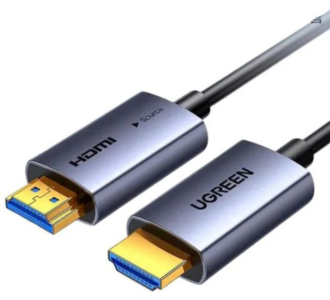 Кабель оптоволоконный UGREEN HD178 (45507) HDMI 4K Fiber Optic Cable Male to Male Aluminum Shell, 30м, темно-серый