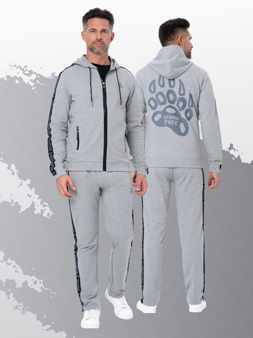 Толстовка на молнии «Мастер - Медвежий След» цвета серый меланж