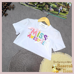 Футболка кроп-топ д (9-13) 260415-WD220