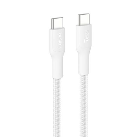 Кабель Belkin Boost Charge Pro 240W USB-C to USB-C Braided PCR Cable, 3м, белый