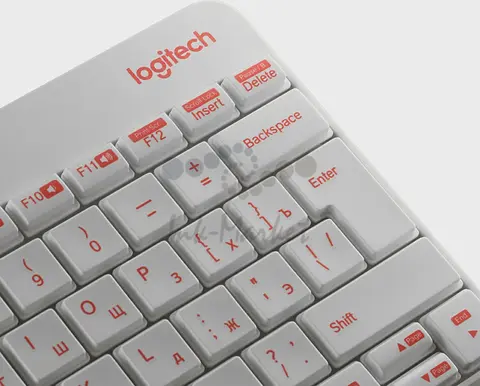 Клавиатура + мышь Logitech MK240 клав:белый/красный мышь:белый/красный USB беспроводная slim Multimedia (920-008160)
