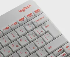 Клавиатура + мышь Logitech MK240 клав:белый/красный мышь:белый/красный USB беспроводная slim Multimedia (920-008160)