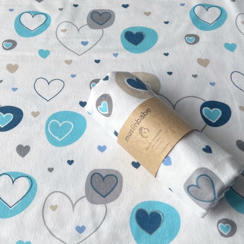 Пеленка фланель "Сердечки бирбзовый"