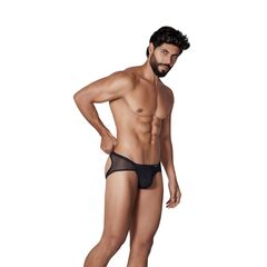 Черные трусы-джоки с ажурными вставками Urge Jockstrap - 