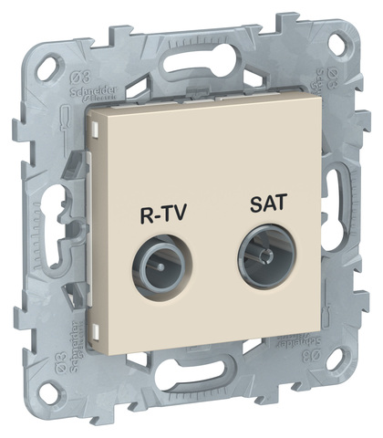 Розетка спутниковая R-TV/SAT, одиночная. Цвет Бежевый. Schneider Electric Unica New. NU545444