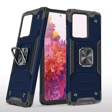 Противоударный чехол Strong Armour Case с кольцом для Poco C40 (Синий)