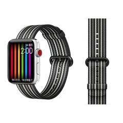 Ремешок COTEetCI W30 Nylon Rainbow Band (WH5251-BG-38) для Apple Watch 44мм/ 42мм Черно-Графитовый